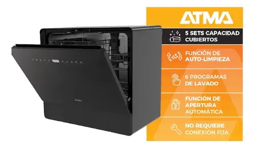 Lavavajillas Atma Llj05n De 5 Cubiertos Sobremesada Negro