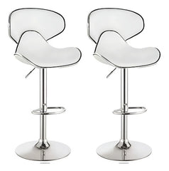 2 Banquetas Altas Tm Bs061 Blancas Tapizado Cuero Ecológico Altura Regulable Blanco Blanco