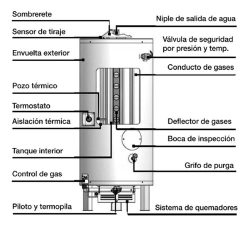 Termotanque A Gas De Pie Rheem Linea Comercial 300 Litros Negro