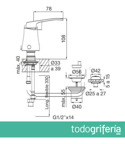 Fv Arizona 0189/b1-cr Griferia Monocomando De Bidet Acabado Brillante Color Cromo
