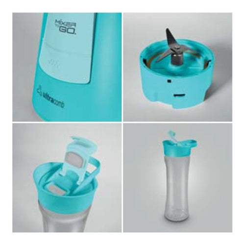 Licuadora Portátil Ultracomb Mixer To Go Lc-2203 600 Ml Turquesa Con Jarra De Plástico