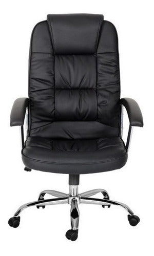 Sillon Para Ejecutivo Con Respaldo Alto Y Apoyabrazos Negro Ecocuero - Polipropileno (plástico Reforzado)