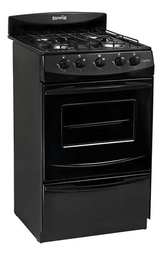 Cocina Escorial Candor S2 Black Color Negro Con Puerta Con Visor Gas Envasado