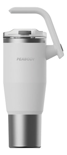 Vaso Térmico Mug Peabody Pe-mg1200 1200 Ml Doble Tapa Color Blanco Liso