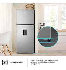 Heladera Inverter Hisense Con Freezer No Frost 379l Con Dispenser De Agua Gris