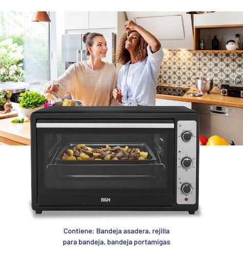 Horno Eléctrico Bgh 80 Litros Mecánico Negro Bhe80m25i