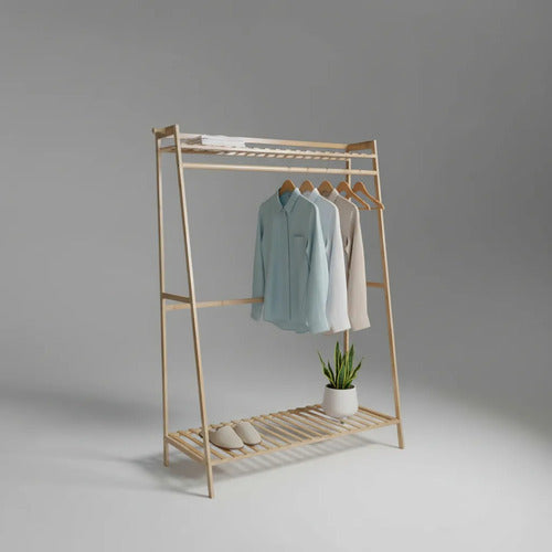 Organizador Perchero Estantes Bambu Variable De Alturas Marrón