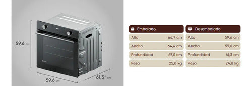 Horno Empotrable A Gas Electrolux Oe8gh 80l Efficient Negro