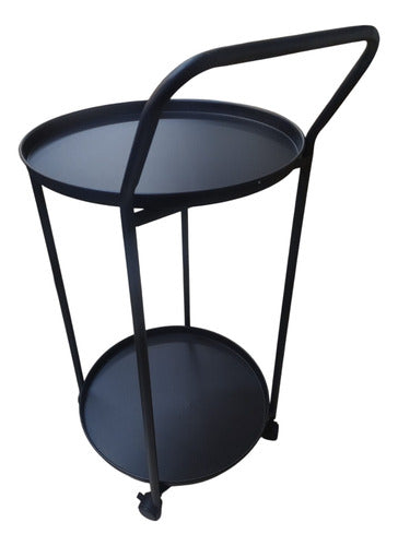 Mesa Carro Bar De Metal De 2 Niveles Con 4 Ruedas Tm Negro C Negro