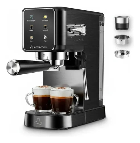 Cafetera Expresso Ultracomb Ce6118 Digital 20 Bares Pantalla Táctil Negra 1350w Compatible Capsulas Nespresso Negro