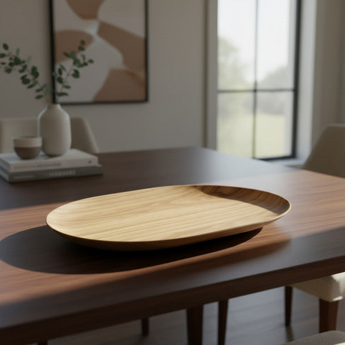 Bandeja Oval Rectangular Madera Laminada Carol 40x25x1,5 Cm Madera