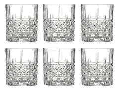 Vajilla Juego De 6 Vasos 350ml Vidrio Labrado Bandeja Carol Blanco Lisa