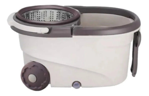 Balde Mopa Centrifugo 360 Escurridor Trapeador Acero Inox Beige
