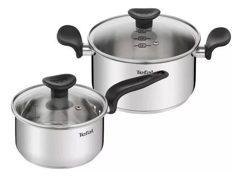 Batería De 2 Piezas Ollas Cacerolas Set Tefal E308s474 Gris