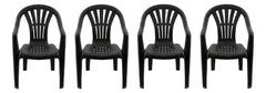 4 Sillas Plasticas Apilables H:100k Interiores Exteriores Tm Negro Lisa