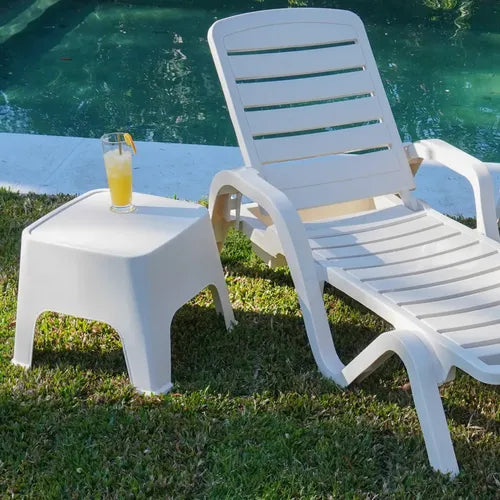 Banqueta Plastica Mesa Reforzada Sunset Gardenlife Blanco