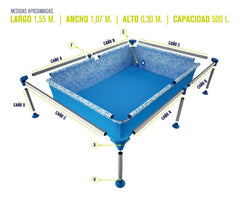 Pileta Estructural Rectangular Pelopincho 1010 Con Capacidad De 500 Litros 1.55x1.07 M Azul Mosaico