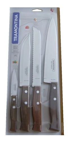 Juego 4 Cuchillos Tramontina 22299/041 Pan Legumbres Carne Marrón