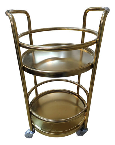 Mesa Carro Bar De Metal 2 Niveles Con Ruedas Tm Dorado Cs Dorado Oscuro