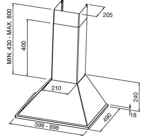 Extractor Purificador De Pared De Cocina Spar Prima 90cm Cts Acero