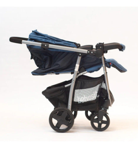 Cochecito De Paseo Bebesit 1390d Azul Manillar Rebatible Cts - Azul - Plateado