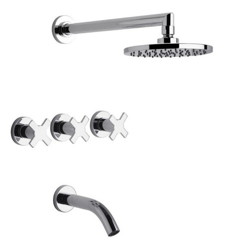 Juego Para Bañera Y Ducha Griferia Fv Alerce 0103/d7  Gris