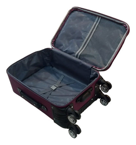 Set De 3 Valijas Semi Rigidas Viaje Kit Violeta 8 Ruedas Cs Violeta Oscuro Lisa