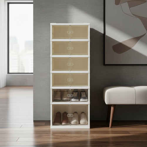 Organizador Plegable Plastico De Zapatillas 6 Cajones VIVENDI Blanco
