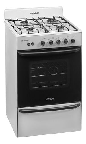 Cocina A Gas Longvie 12331b 56cm Blanca Cajón Parrilla Blanco