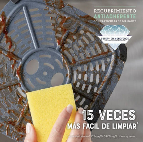 Freidora De Aire Digital Oster Con Ventana 7.5 Litros Gris