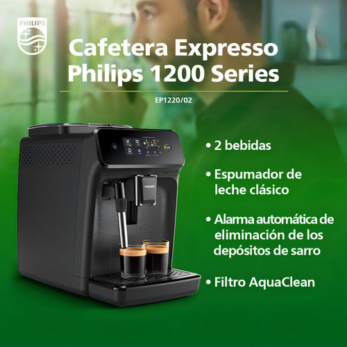 Cafetera Espresso Automatica Philips Serie 1200 Ep1220/02 Negro