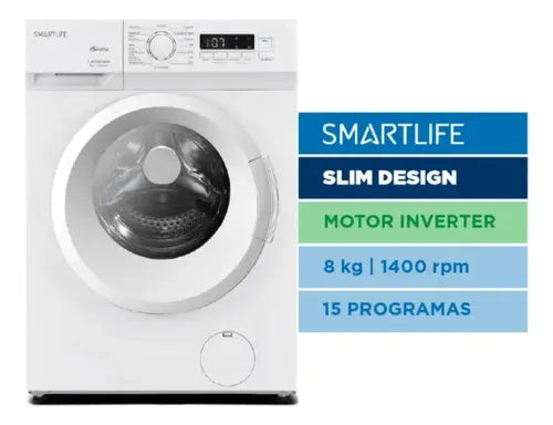 Lavarropas Smartlife Inverter 8kg 1400rpm Blanco