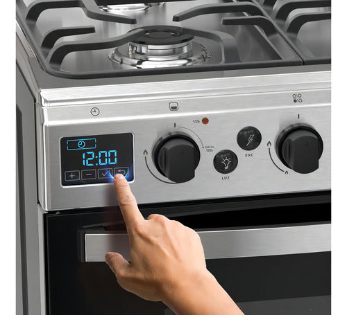 Cocina Ormay Evo Acero 4 Hornallas Timer Digital Modelo Color Gris