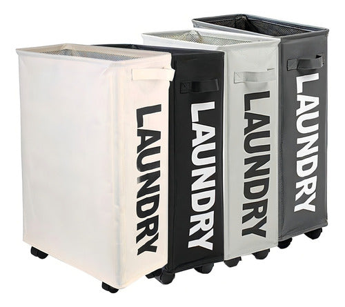 Cesto De Ropa Sucia Con Ruedas Plegable Compacto Rectángular Color Grisobscuro Gris Oscuro