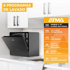 Lavavajillas Atma Llj05n De 5 Cubiertos Sobremesada Negro