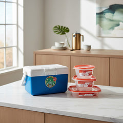 Combo Escolar Lunchera Garden Life Azul 3 Tapers Rubbermaid Azul Liso