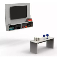 Combo Mesa De Centro + Panel Tv55 Delos Dsm02rb Roble Blanco Roble Blanco