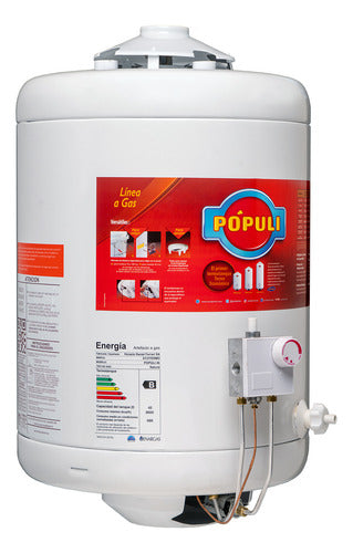 Termotanque A Gas De Carga Superior Ecotermo Populi 45lts Blanco