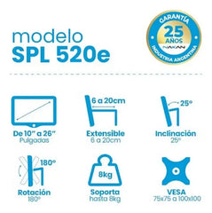 Soporte Tv Nakan Spl 520e Escritorio Extensible Y Giratorio Negro