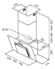 Campana Cocina Extractor Purificador Pared Tst Espejo 90 Cm Acero Inoxidable/negro