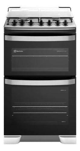 Cocina A Gas Electrolux F4edm De 4 Hornallas Doble Horno Negro