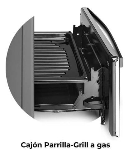 Cocina A Gas Longvie 12331g Grafito De 4 Hornallas 56cm Grafito