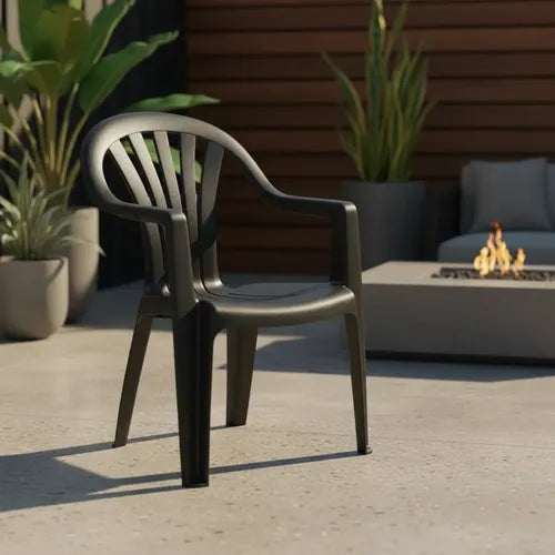 Silla Plastica Apilable Interiores Exteriores Tm Eco H:100kg Negro Lisa
