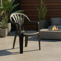 Silla Plastica Apilable Interiores Exteriores Tm Eco H:100kg Negro Lisa