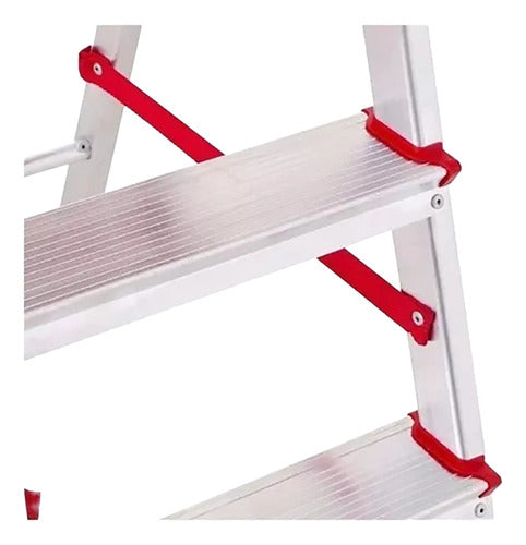Escalera Aluminio Tijera 3 Escalones Botafogo 120kg Tio Musa Color Rojo Gris/rojo