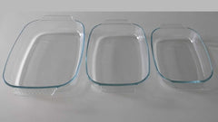 Juego 3 Asaderas Bandejas Rectangular De Vidrio Templado Cts Transparente