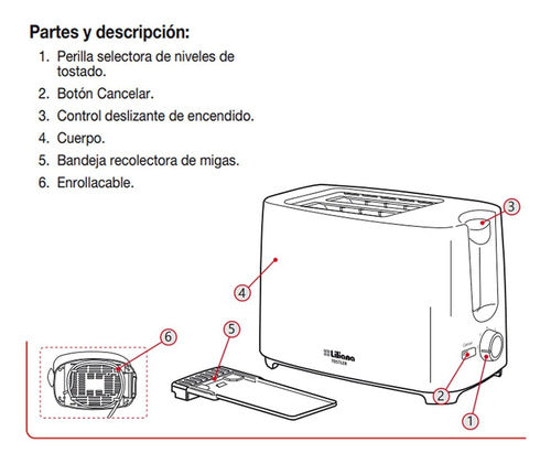 Tostadora Electrica Liliana Tostler At900 7 Niveles 750w  Negro