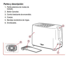 Tostadora Electrica Liliana Tostler At900 7 Niveles 750w  Negro