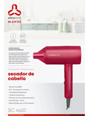 Secador De Pelo Ultracomb Sc4620 De 2200w Ion Plegable Rojo