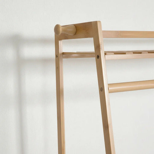 Organizador Perchero Estantes Bambu Variable De Alturas Marrón